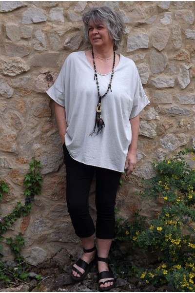 T-Shirt grande taille Gaston beige et pantalon Alix