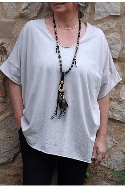 T-Shirt grande taille Gaston beige et pantalon Alix
