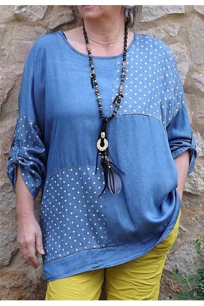 Tunique en Tencel Gladis jean clair et pantalon Tim