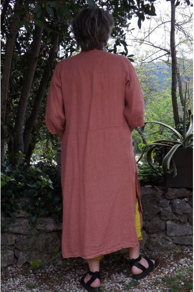 Veste longue en lin Aloïs goyave