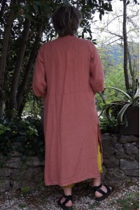 Veste longue en lin Aloïs goyave