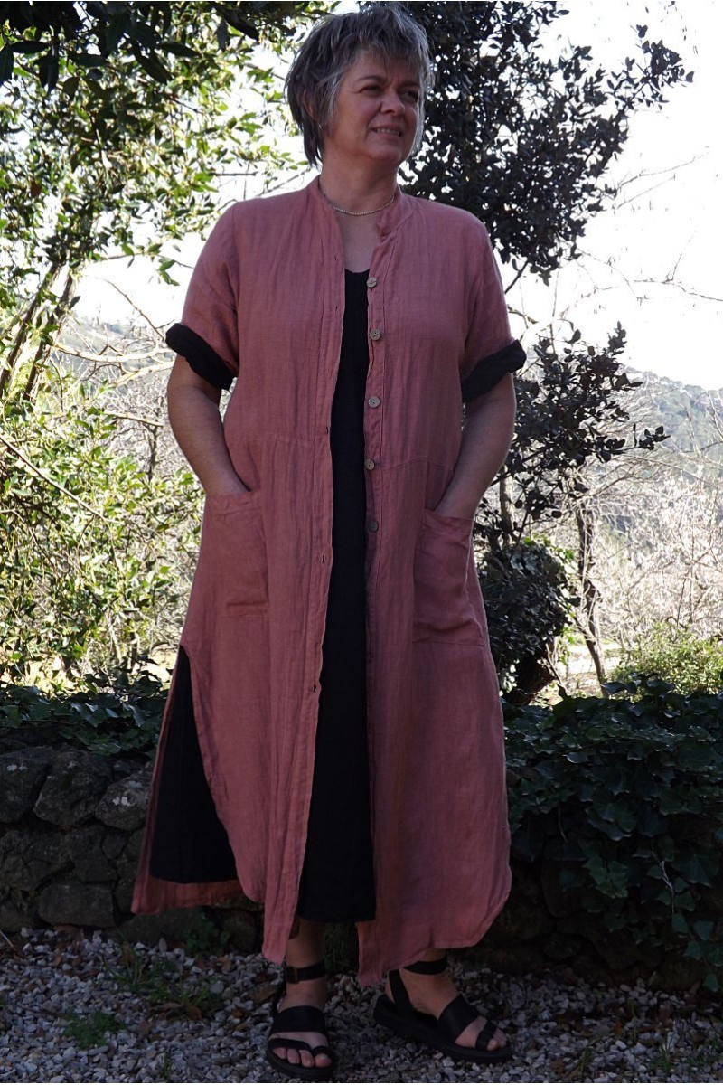 Veste longue en lin Aloïs goyave Veste longue en lin Aloïs goyave