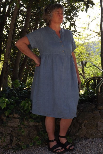 Robe en lin Magalie bleu jean