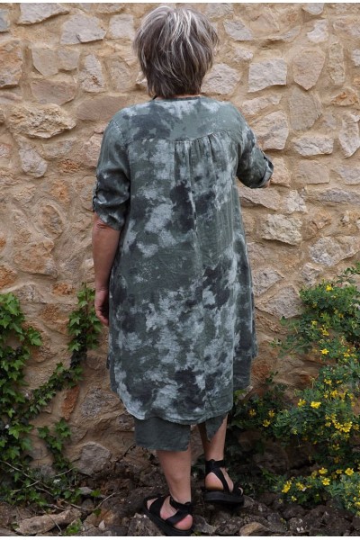 Veste ou chemise en lin Antéa kaki et robe Giséle en lin