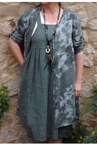 Veste ou chemise en lin Antéa kaki et robe Giséle en lin