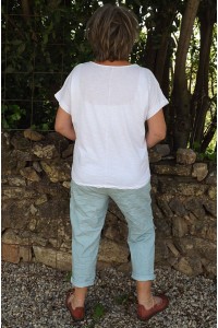 T-Shirt col V Enzo blanc et pantalon Tim imprimé