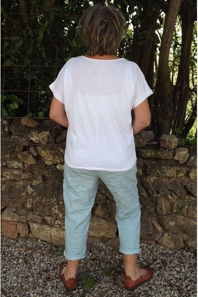 T-Shirt col V Enzo blanc et pantalon Tim imprimé
