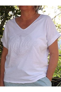 T-Shirt col V Enzo blanc et pantalon Tim imprimé