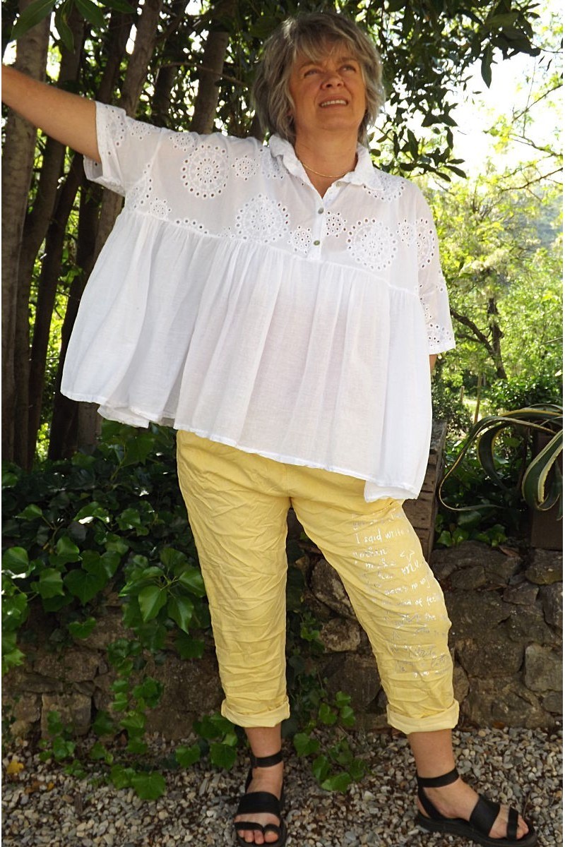 Blouse Blanche à Broderie Anglaise - Taille S - Neuf Avec étiquettes