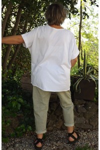 T-Shirt grande taille imprimé bohème blanc et pantalon Tim