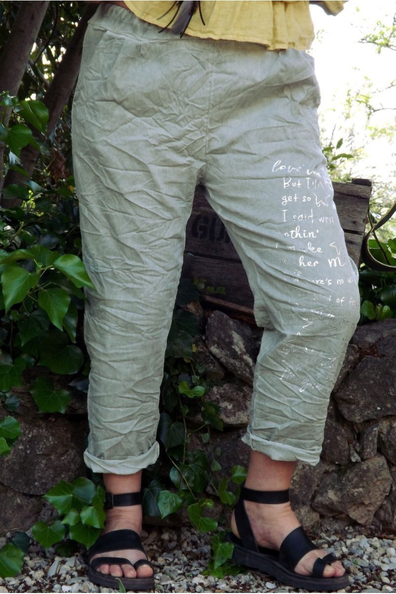 Pantalon grande taille Tim kaki imprimé