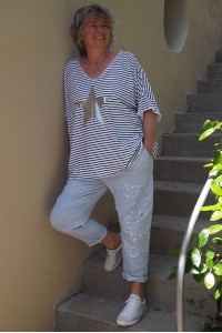 T-Shirt marinière grande taille bleu et pantalon Tim bleu clair
