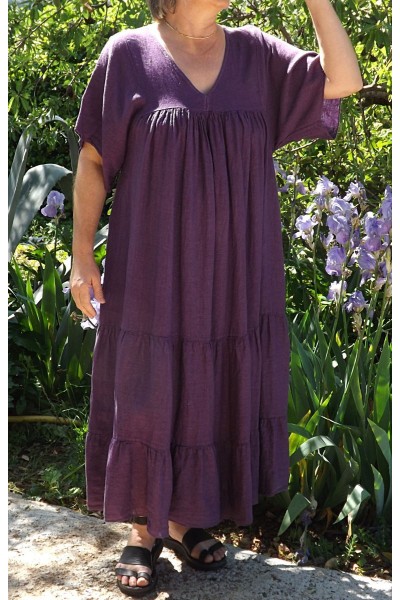 Robe longue lin Anastasia violine