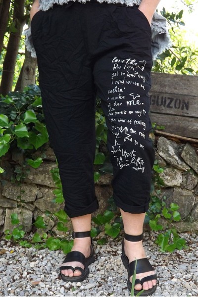 Pantalon grande taille Tim noir imprimé