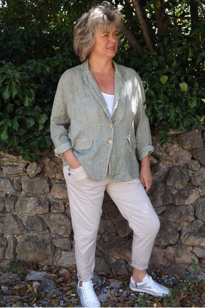 Veste blazer lin Diane kaki et pantalon Oscar