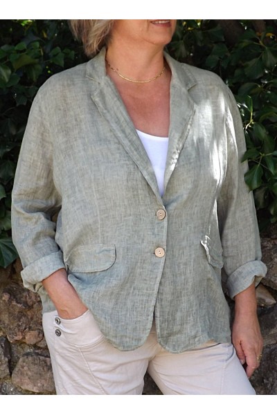 Veste blazer lin Diane kaki et pantalon Oscar
