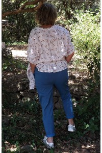Pantalon grande taille Oscar bleu et tunique Mélanie