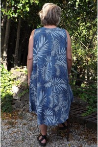Robe lin sans manche Ines bleu jean