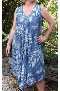 Robe lin sans manche Ines bleu jean