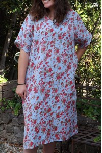 Robe longue lin grande taille Dorothée bleue
