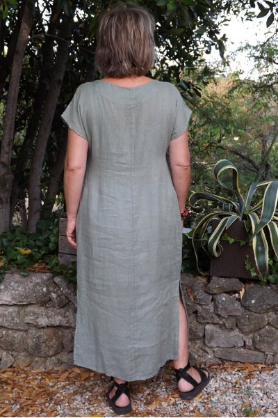 Robe longue lin Salomé kaki
