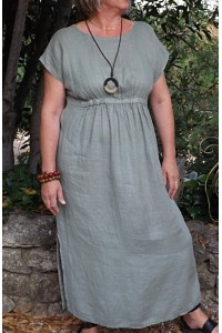 Robe longue lin Salomé kaki