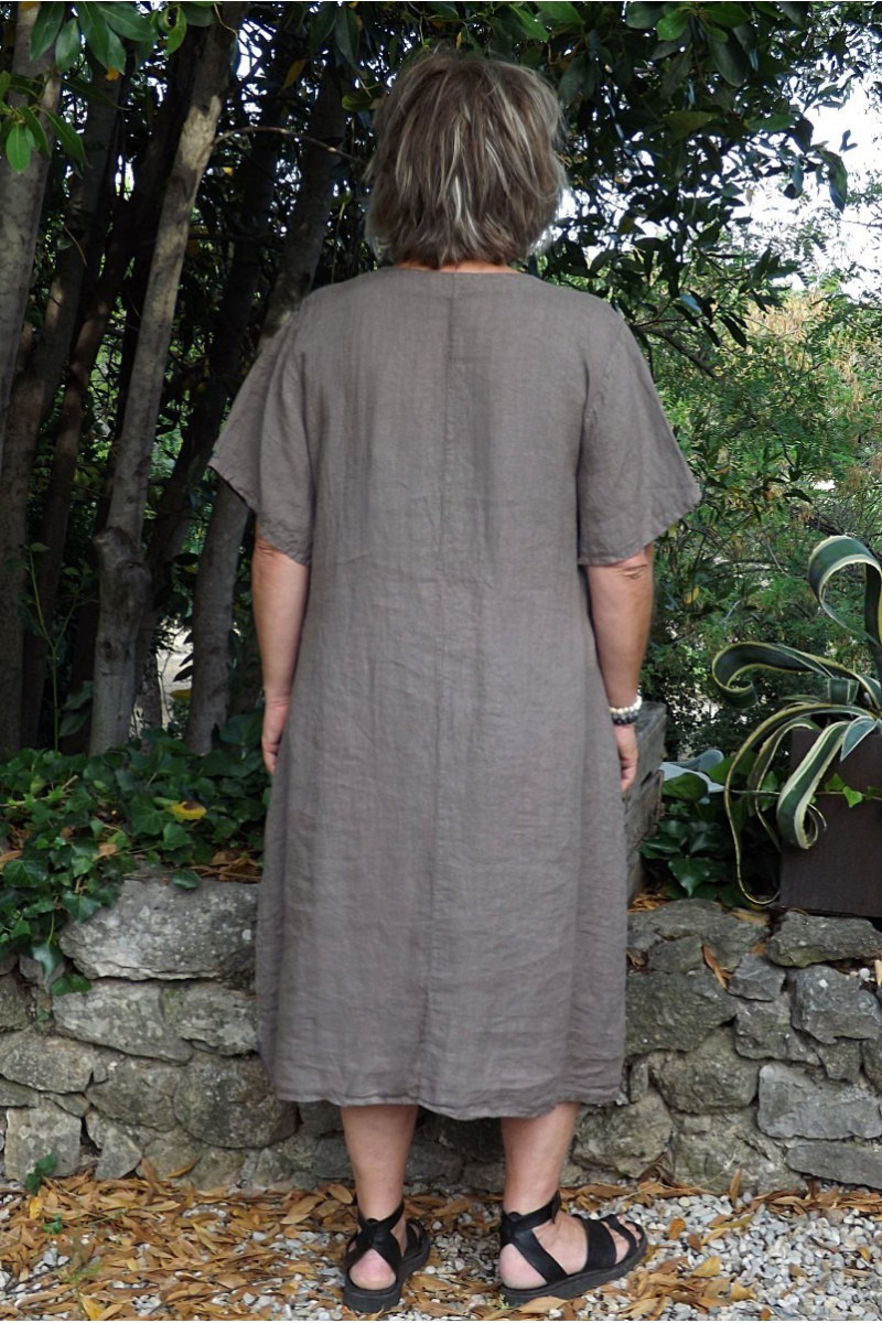 Tunic Femme Grande Taille Taupe - Marque Toscan - Taille 44 - Occasion Très Bon état - Style Caftan Longue