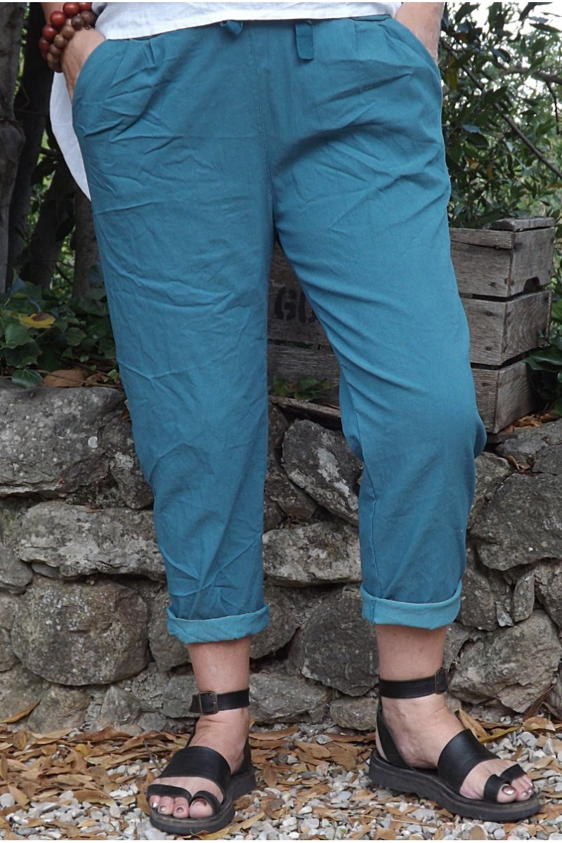 Pantalon grande taille Tim bleu canard