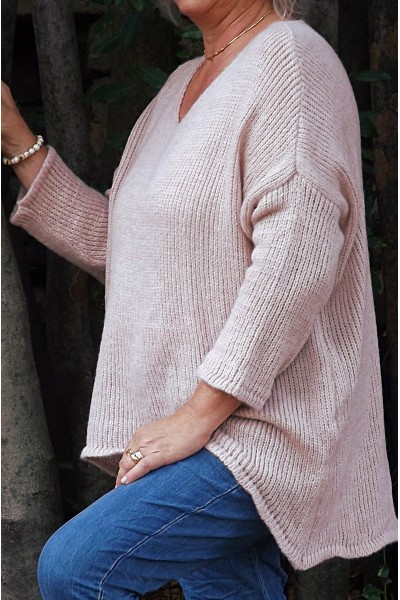 Pull oversize Léon rose poudré et pantalon Roméo