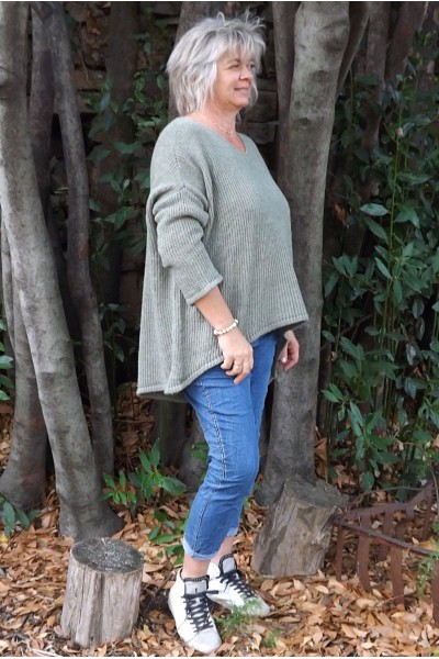 Pull oversize Léon kaki et pantalon Roméo