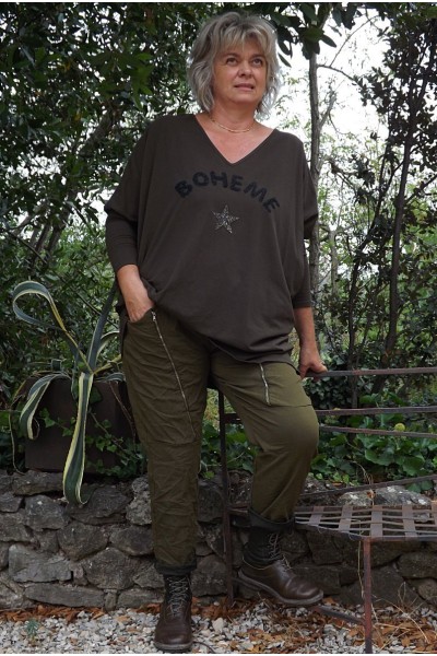 Pantalon grande taille Tom kaki et sweat Mario