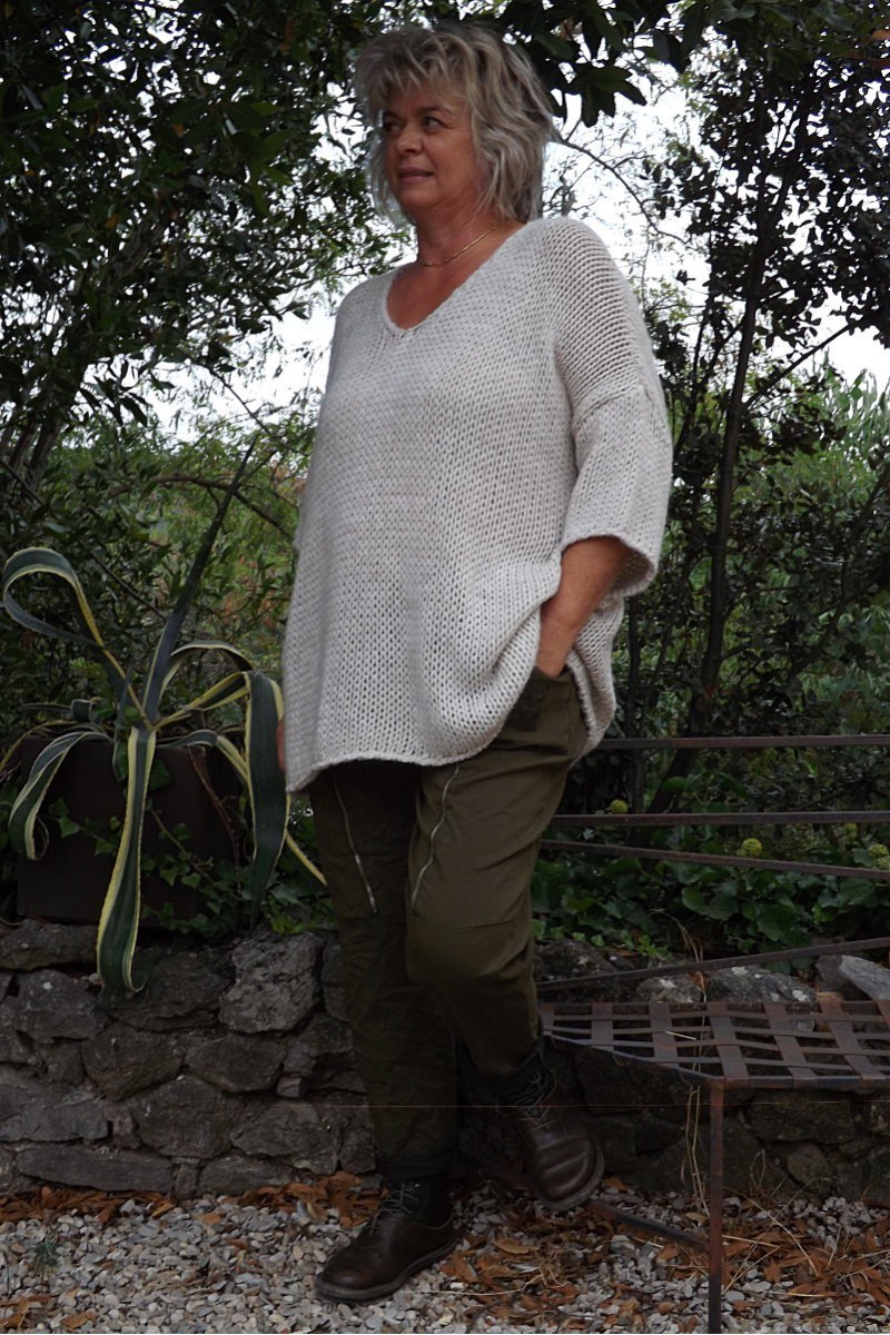 Pull Femme A.n.a. Taille XL - Beige à Carreaux - Manches Kimono - Acrylique