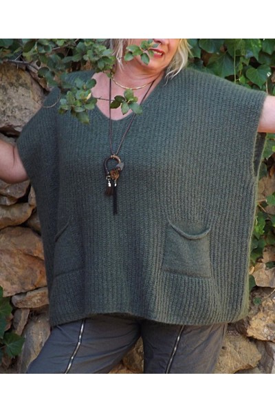 Pull sans manches Isidore kaki et pantalon Tom gris cendré