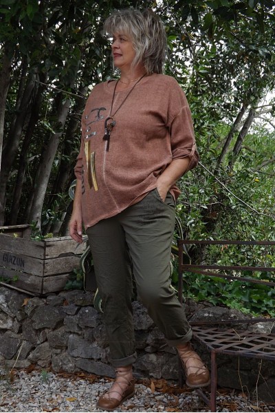 Pantalon grande taille Willou kaki