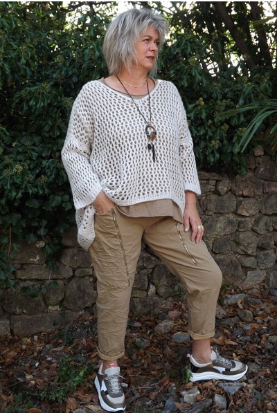 Pull ajouré Lucien oversize beige