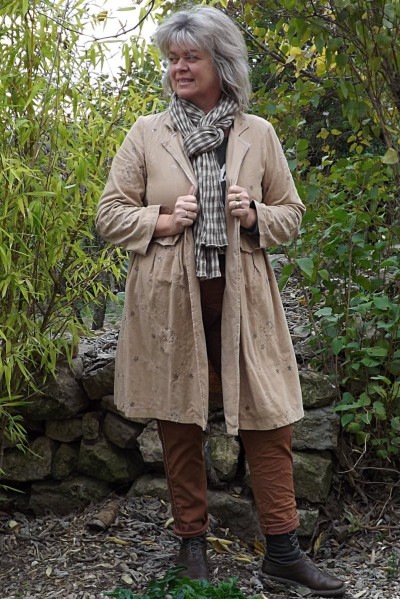 Veste longue en velours Lisette beige