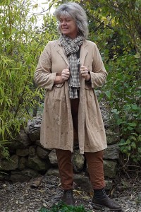 Veste longue en velours Lisette beige