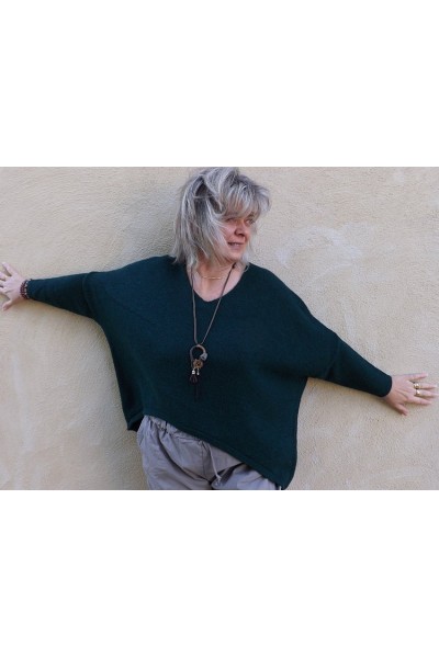 Pull Gustave oversize sapin et pantalon Tim taupe
