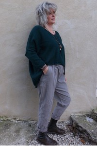 Pull Gustave oversize sapin et pantalon Tim taupe