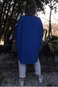 Tunique lin grande taille Eden indigo et pantalon lin Gabriel