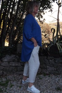 Tunique lin grande taille Eden indigo et pantalon lin Gabriel