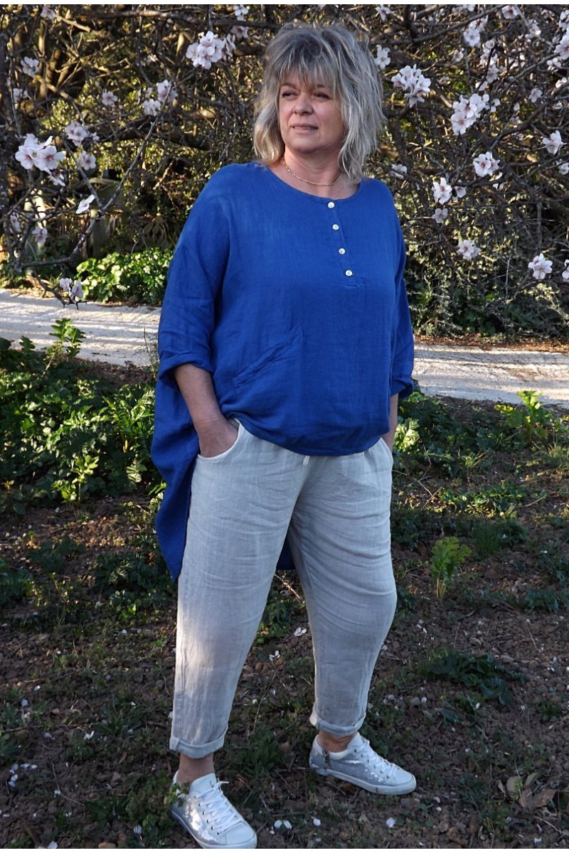 Tunique lin grande taille Eden indigo et pantalon lin Gabriel Tunique lin grande taille Eden indigo et pantalon lin Gabriel