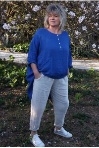 Tunique lin grande taille Eden indigo et pantalon lin Gabriel