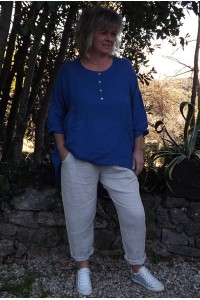 Tunique lin grande taille Eden indigo et pantalon lin Gabriel