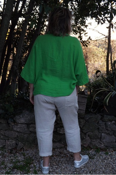 Chemise lin Lys vert pop et pantalon lin Gabriel