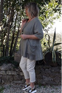 Tunique lin grande taille Benjamine kaki