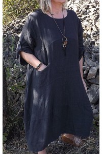 Robe longue lin grande taille Costine anthracite