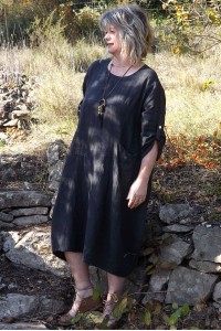 Robe longue lin grande taille Costine anthracite