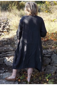 Robe longue lin grande taille Costine anthracite