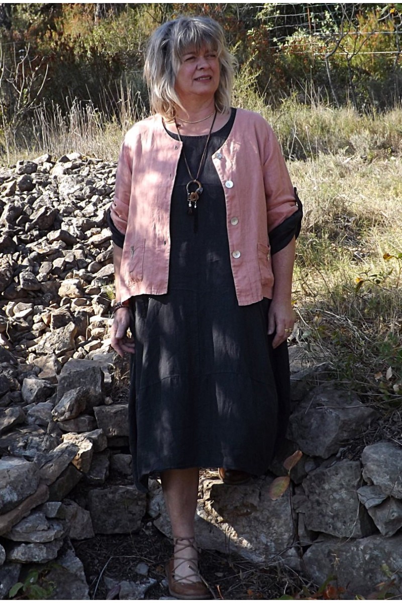 Veste en lin Colette bois de rose et robe Costine Veste en lin Colette bois de rose et robe Costine